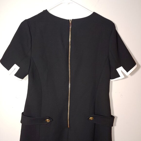 KAREN MILLEN COMPACT STRETCH TIPPED A LINE COLORBLOCK MINI DRESS SIZE 8  BLACK